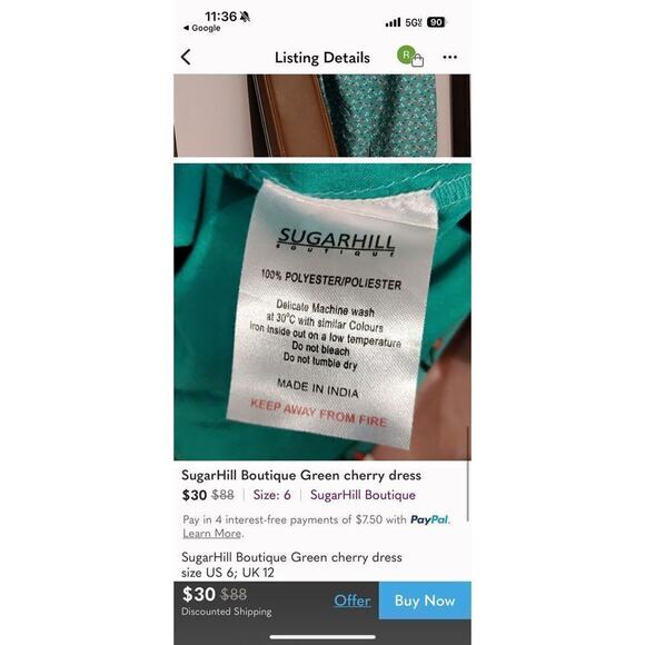 NWT Sugarhill Vintage retro 50s pinup cherry print midi small - Picture 6 of 7